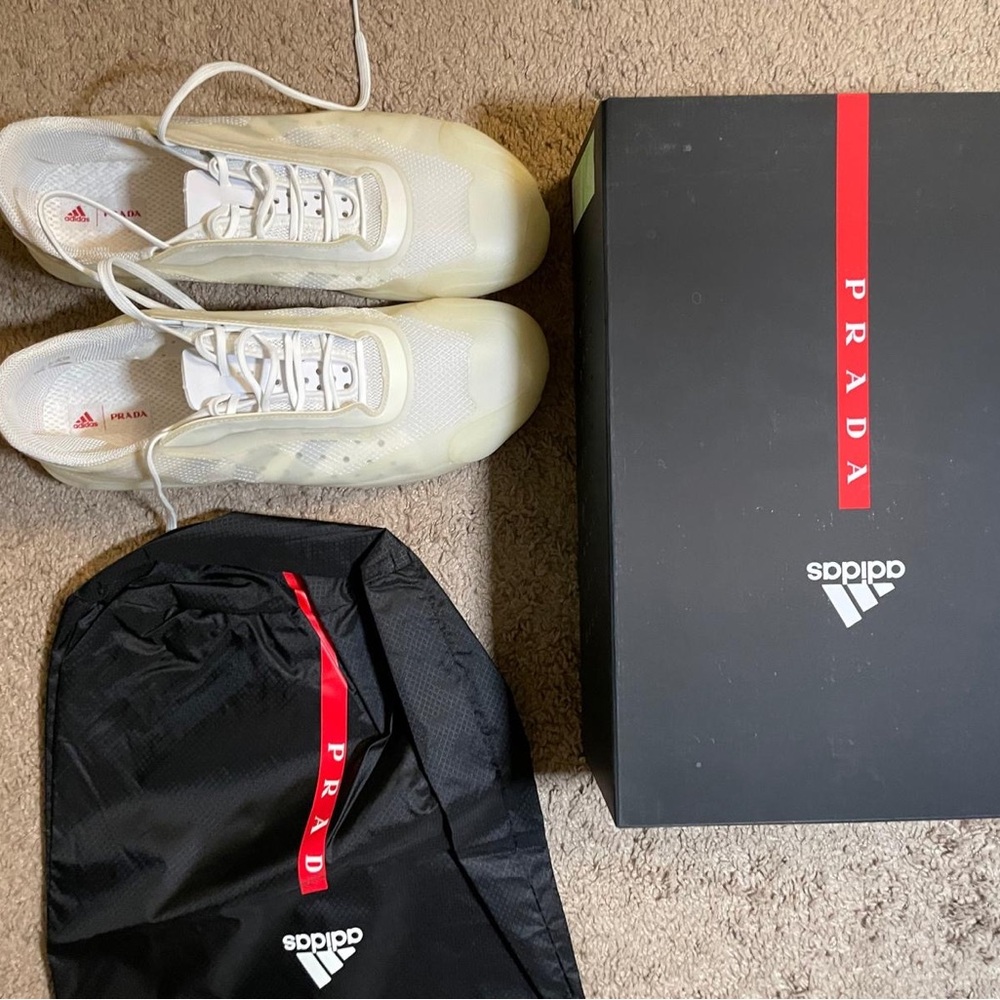NEVER WORN- Adidas White Sneakers with Red Accents